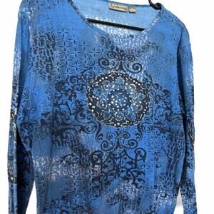 Y2K Cyber Grunge Rhinestone‎ Blue Shirt